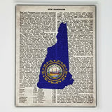 New Hampshire Flag Canvas Wall Decor - 8x10 Decorative NH State Map Silhouette Encyclopedia Art Print - NH Decorations