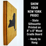 New York Wall Decor - 8x8 Decorative NY Map Wood Box Sign - Ready To Hang New York Decor