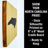 North Carolina Wall Decor - 8x8 Decorative NC Map Wood Box Sign - Ready To Hang North Carolina Decor