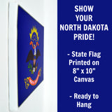 North Dakota Flag Decor - 8x10 ND State Flag Canvas - Ready To Hang North Dakota Decor