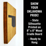 Oklahoma Wall Decor - 8x8 Decorative OK Map Wood Box Sign - Ready To Hang Oklahoma Decor
