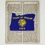 Oregon Flag Canvas Wall Decor - 8x10 Decorative OR State Map Silhouette Encyclopedia Art Print - ORE Decorations