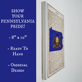 Pennsylvania Flag Canvas Wall Decor - 8x10 Decorative PA State Map Silhouette Encyclopedia Art Print - PENN Decorations