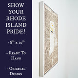 Rhode Island Flag Canvas Wall Decor - 8x10 Decorative RI State Map Silhouette Encyclopedia Art Print - Rhody Decorations