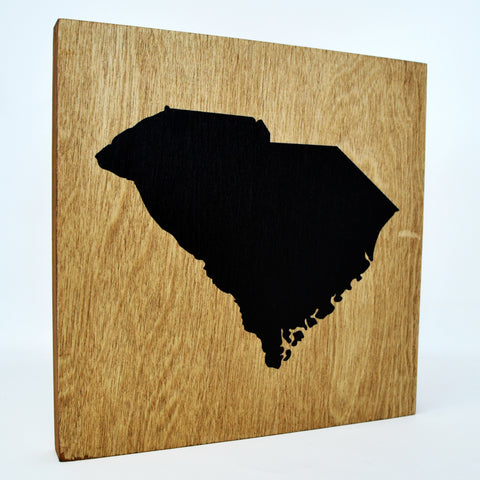 South Carolina Wall Decor - 8x8 Decorative SC Map Wood Box Sign - Ready To Hang South Carolina Decor