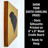 South Carolina Wall Decor - 8x8 Decorative SC Map Wood Box Sign - Ready To Hang South Carolina Decor