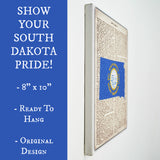 South Dakota Flag Canvas Wall Decor - 8x10 Decorative SD State Map Silhouette Encyclopedia Art Print - S.Dak. Decorations