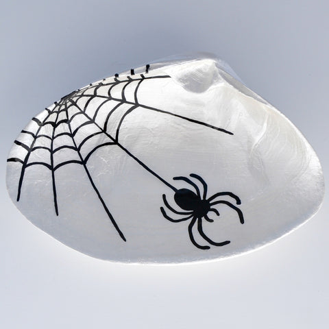 Spider Halloween Clam Shell Dish | Jewelry Dish - Spoon Rest - Soap Dish - Cranberry Collective - Cape Cod Gifts - Beach and Nautical Decor