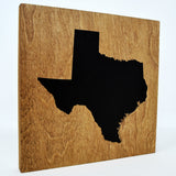 Texas Wall Decor - 8x8 Decorative TX Map Wood Box Sign - Ready To Hang Texas Decor