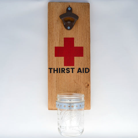 Thirst Aid - Wall Mounted Bottle Opener with Cap Catcher