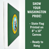 Washington Flag Decor - 8x10 WA State Flag Canvas - Ready To Hang Washington Decor