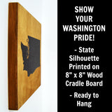 Washington Wall Decor - 8x8 Decorative WA Map Wood Box Sign - Ready To Hang Washington Decor