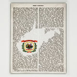 West Virginia Flag Canvas Wall Decor - 8x10 Decorative WV State Map Silhouette Encyclopedia Art Print - WVA Decorations