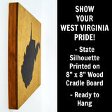 West Virginia Wall Decor - 8x8 Decorative WV Map Wood Box Sign - Ready To Hang West Virginia Decor